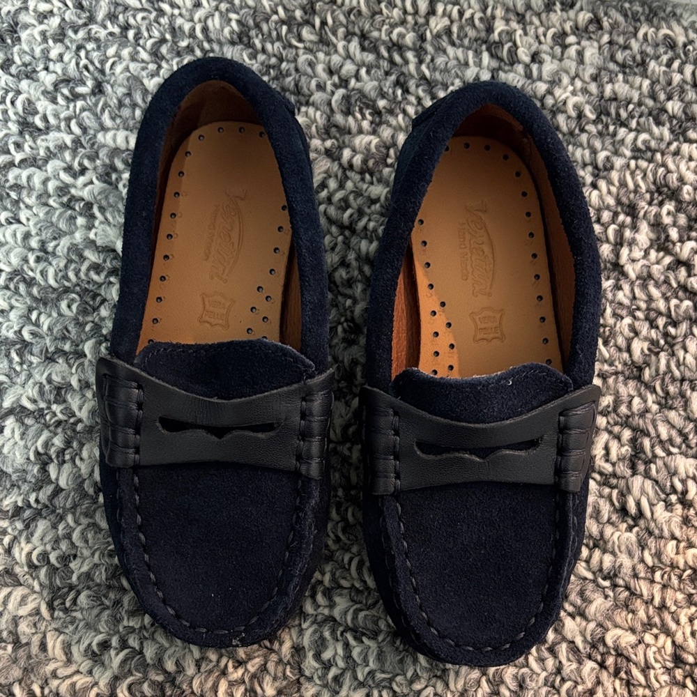 Venettini Navy Suede Penny Loafers for Kids